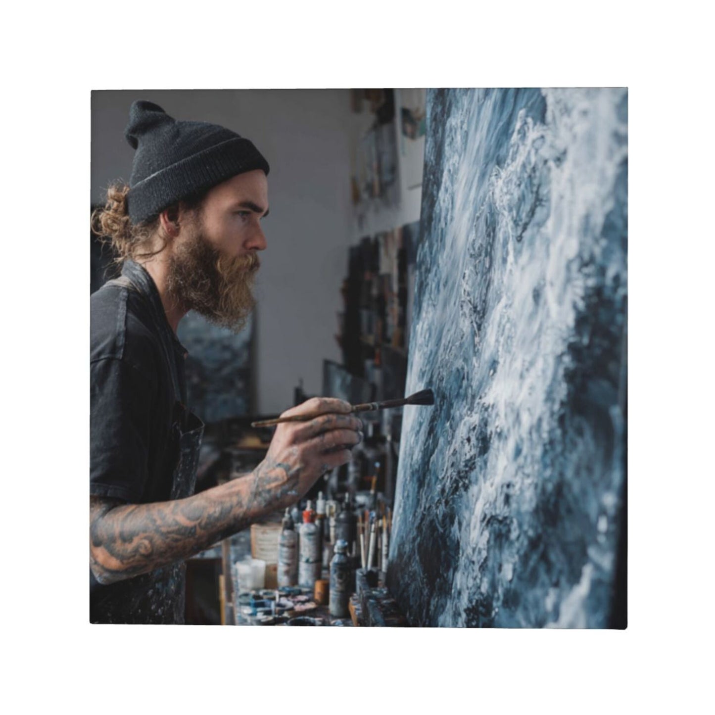 12×12 Inch Canvas Frameless Decorative Painting of Artistic Creation Moment - Home Decor Wall Art Capturing Artistic Charm