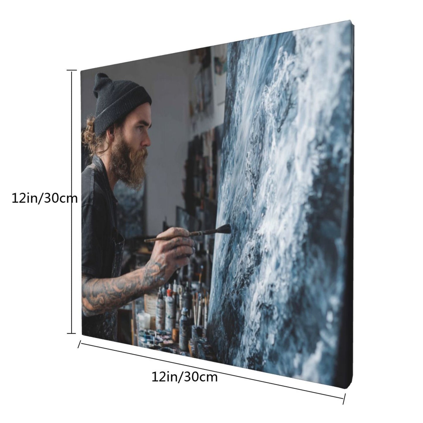 12×12 Inch Canvas Frameless Decorative Painting of Artistic Creation Moment - Home Decor Wall Art Capturing Artistic Charm
