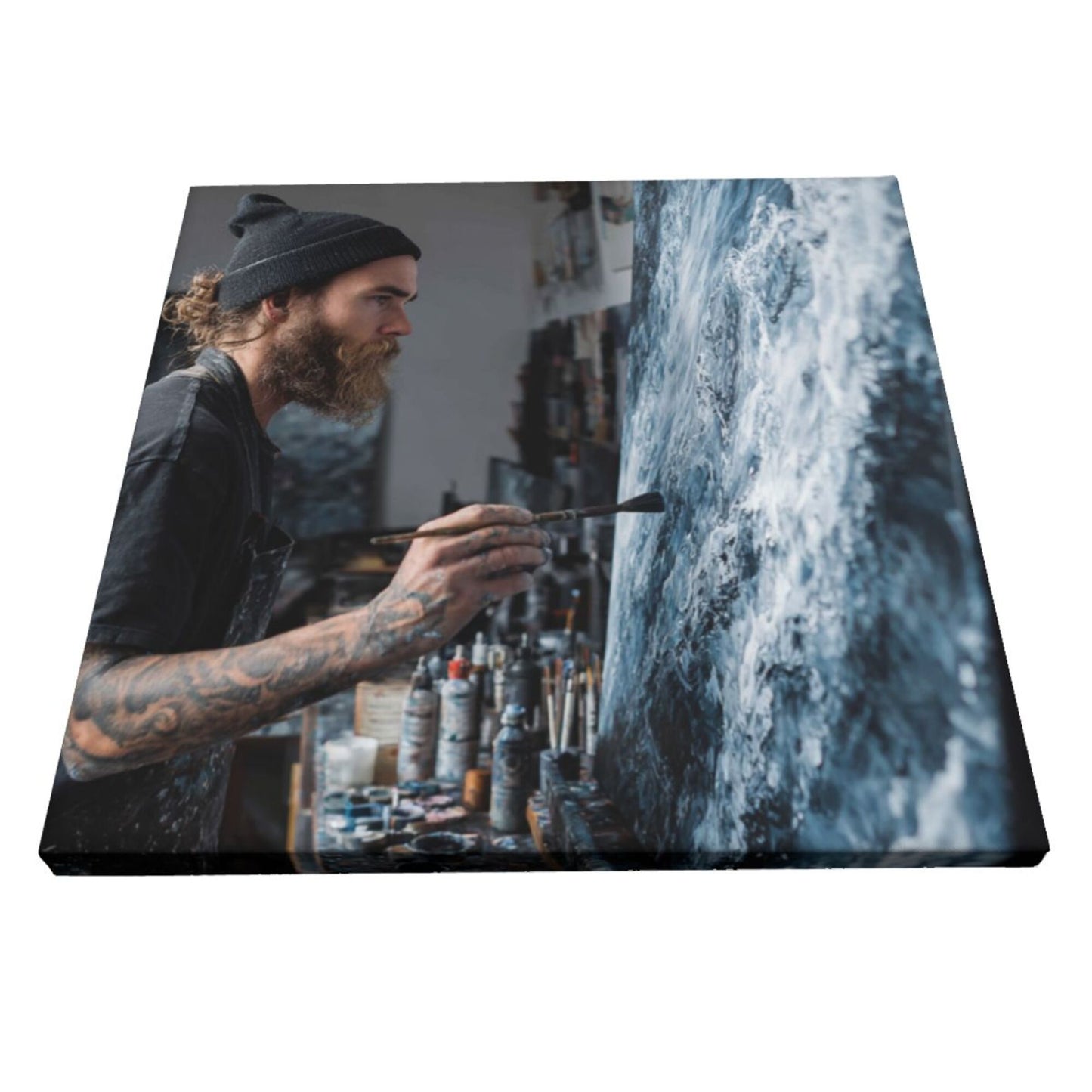 12×12 Inch Canvas Frameless Decorative Painting of Artistic Creation Moment - Home Decor Wall Art Capturing Artistic Charm