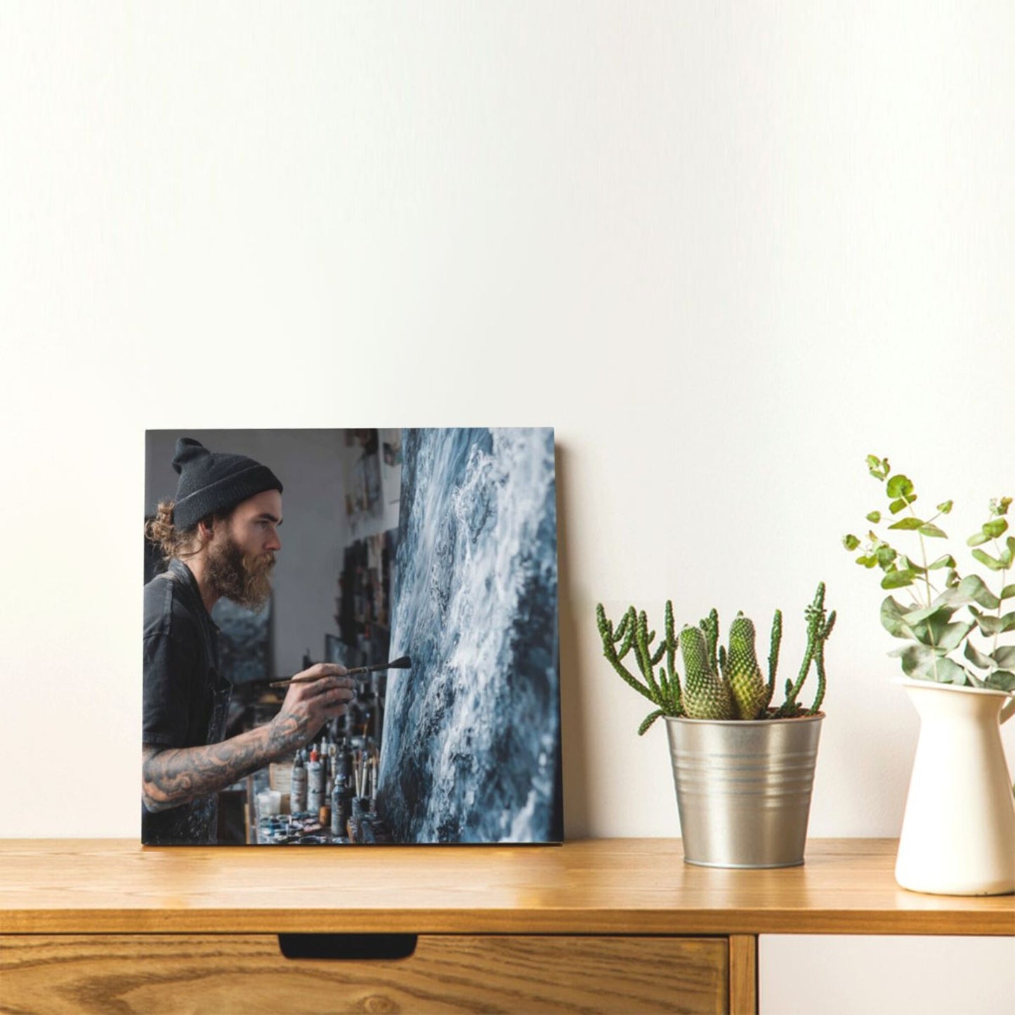 12×12 Inch Canvas Frameless Decorative Painting of Artistic Creation Moment - Home Decor Wall Art Capturing Artistic Charm