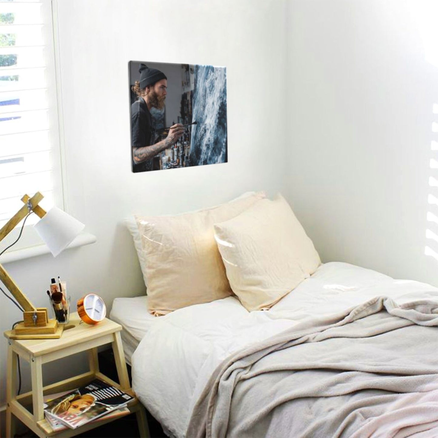12×12 Inch Canvas Frameless Decorative Painting of Artistic Creation Moment - Home Decor Wall Art Capturing Artistic Charm