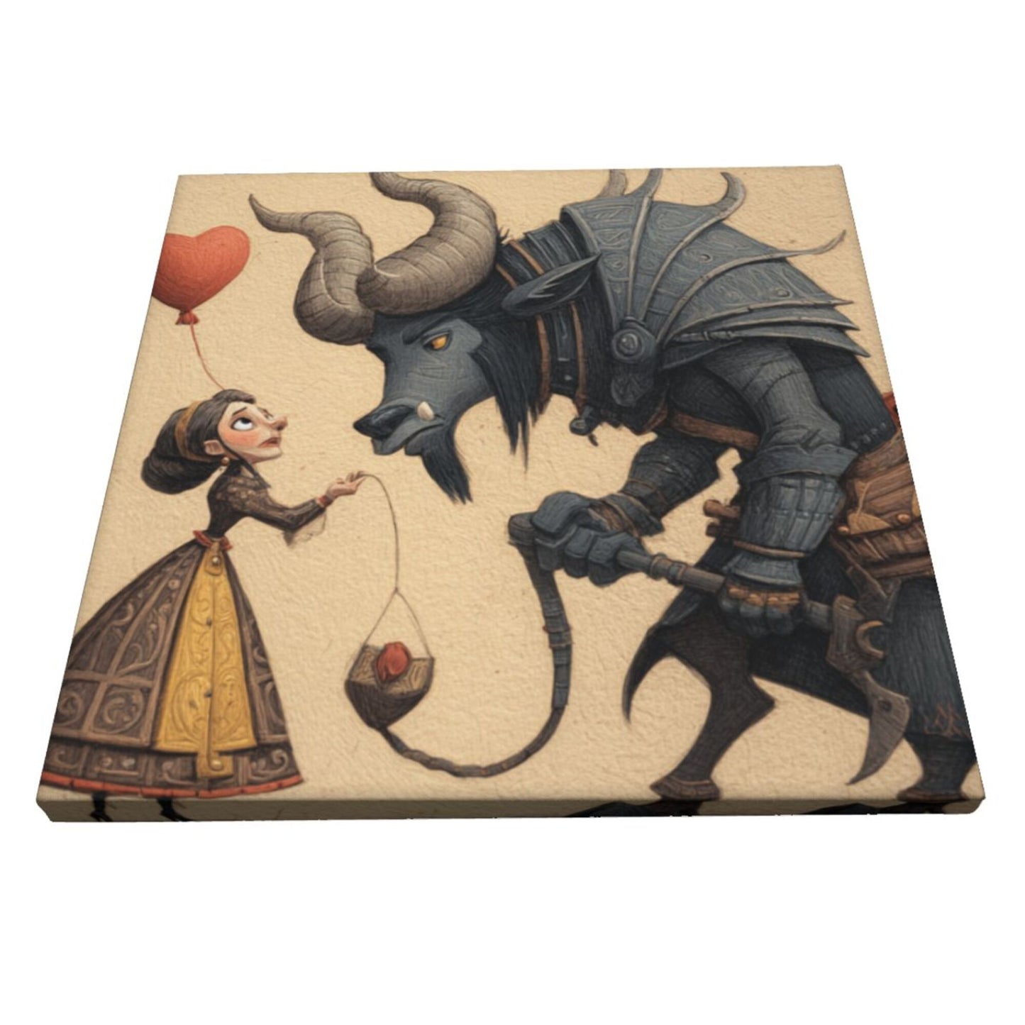 12×12 Inch Canvas Frameless Decorative Painting of Fairy - Tale - Style Fantasy Character Interaction - Fun Art - Atmosphere Home Wall Art