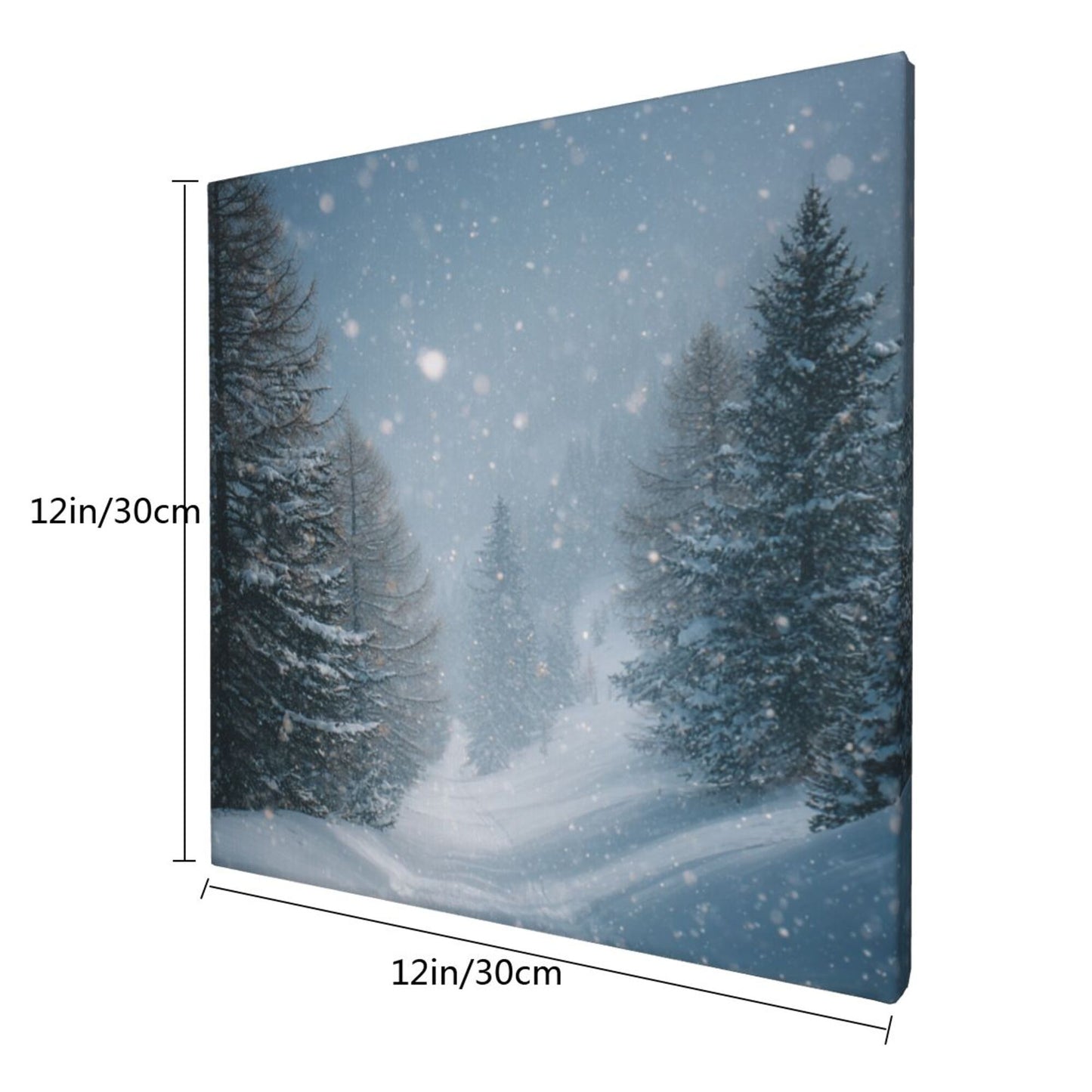 12×12 Inch Snow - Scenery Forest High - Quality Canvas Frameless Decorative Painting - Quiet Winter Atmosphere Home Wall Art