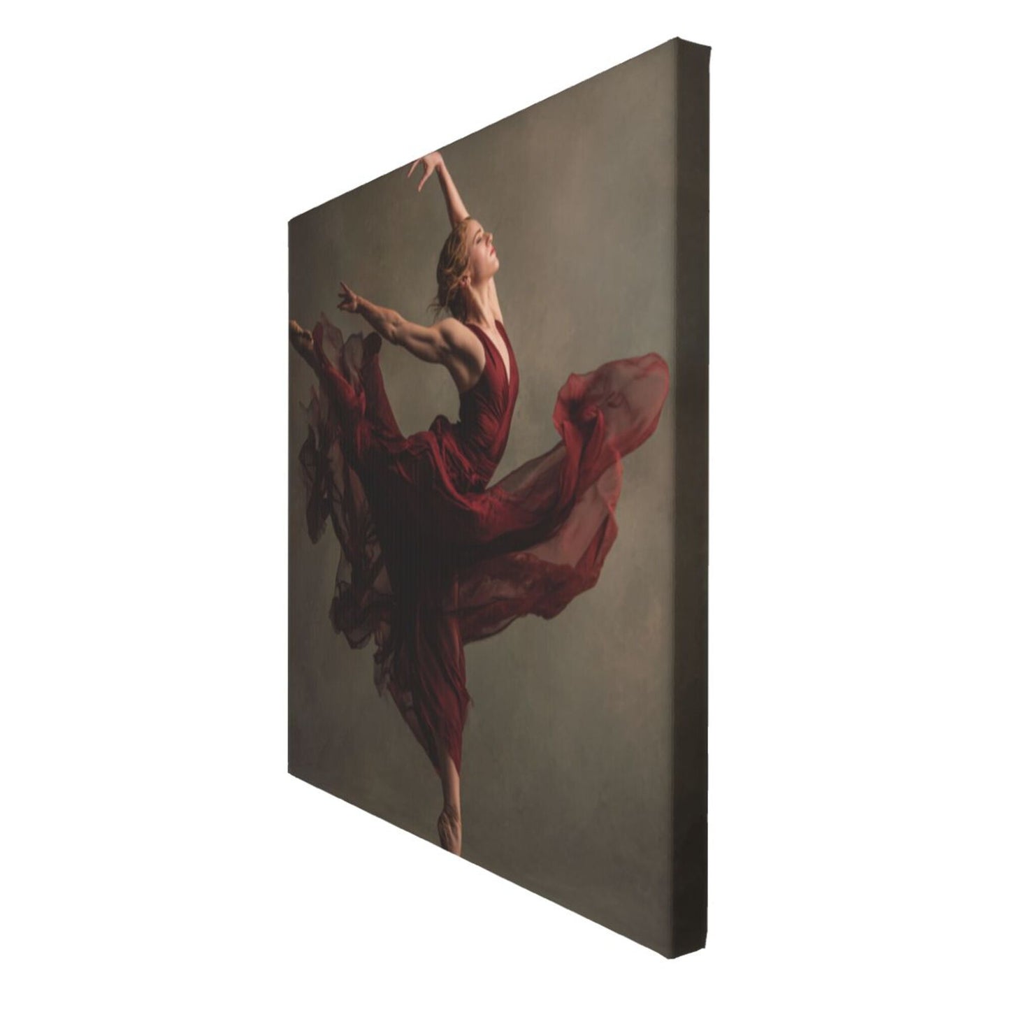 12×12 Inch Canvas Frameless Decorative Painting of Dancer in Red Dress - Artistic & Dynamic Home Wall Art