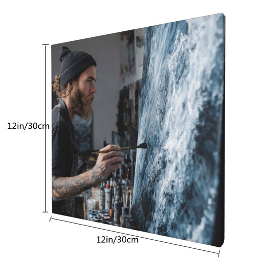 12×12 Inch Canvas Frameless Decorative Painting of Artistic Creation Moment - Home Decor Wall Art Capturing Artistic Charm