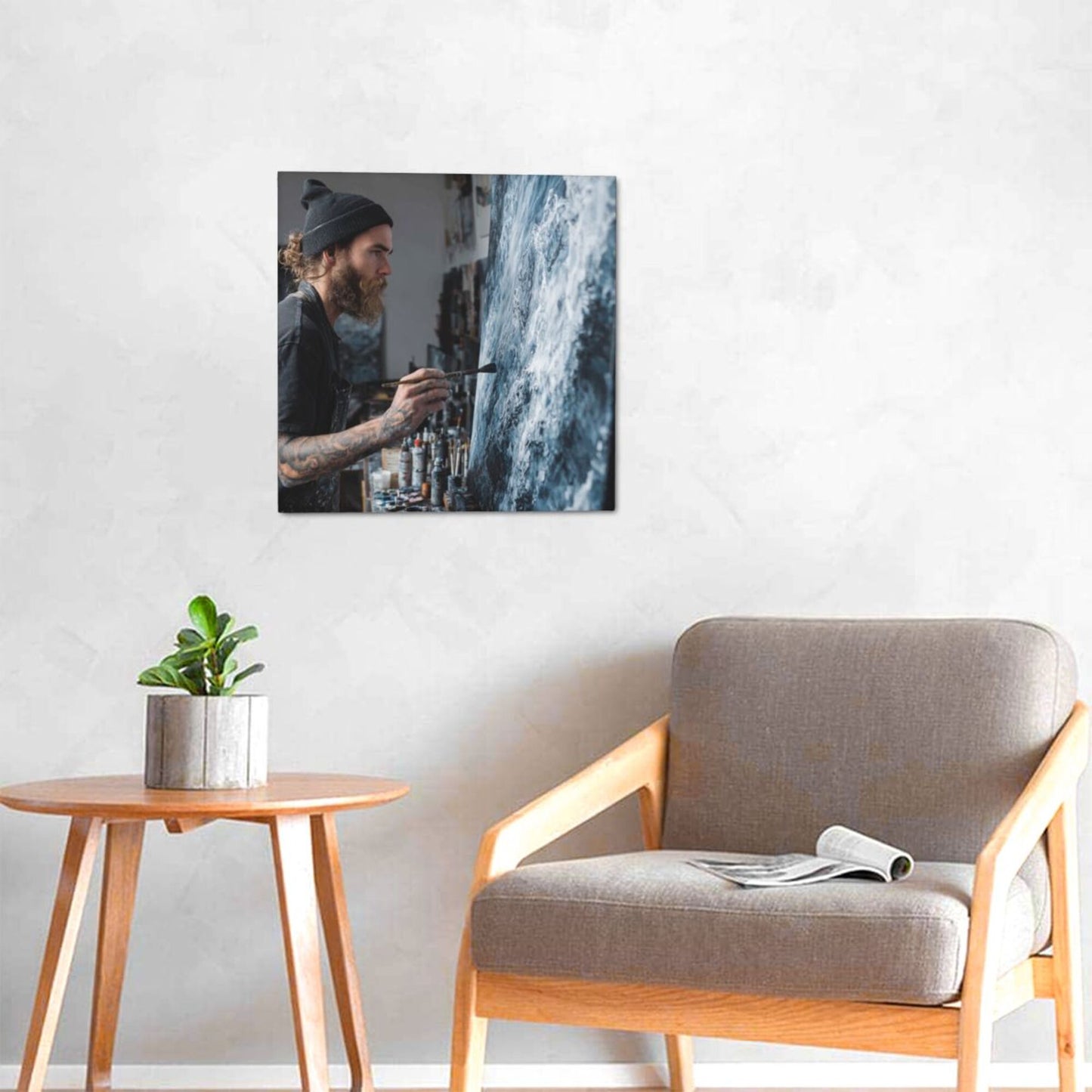 12×12 Inch Canvas Frameless Decorative Painting of Artistic Creation Moment - Home Decor Wall Art Capturing Artistic Charm
