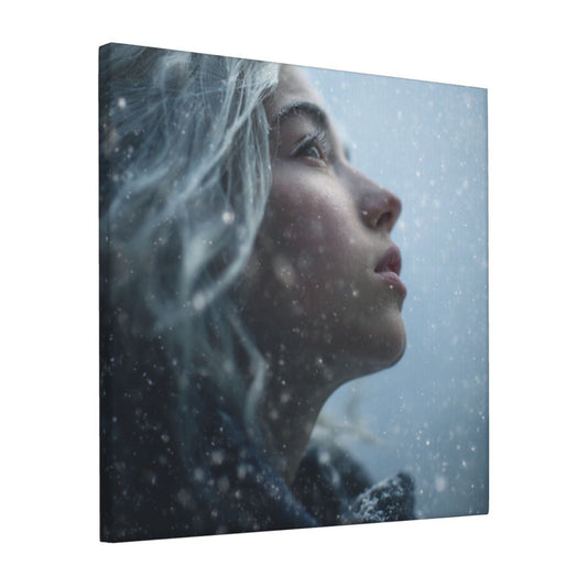 12×12 Inch Canvas Frameless Decorative Painting of Snow - Scene Character Close - up - Create a Quiet Atmosphere Home Wall Art