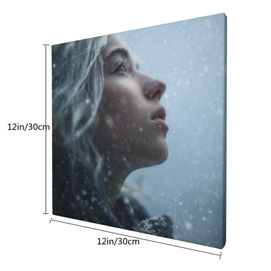 12×12 Inch Canvas Frameless Decorative Painting of Snow - Scene Character Close - up - Create a Quiet Atmosphere Home Wall Art