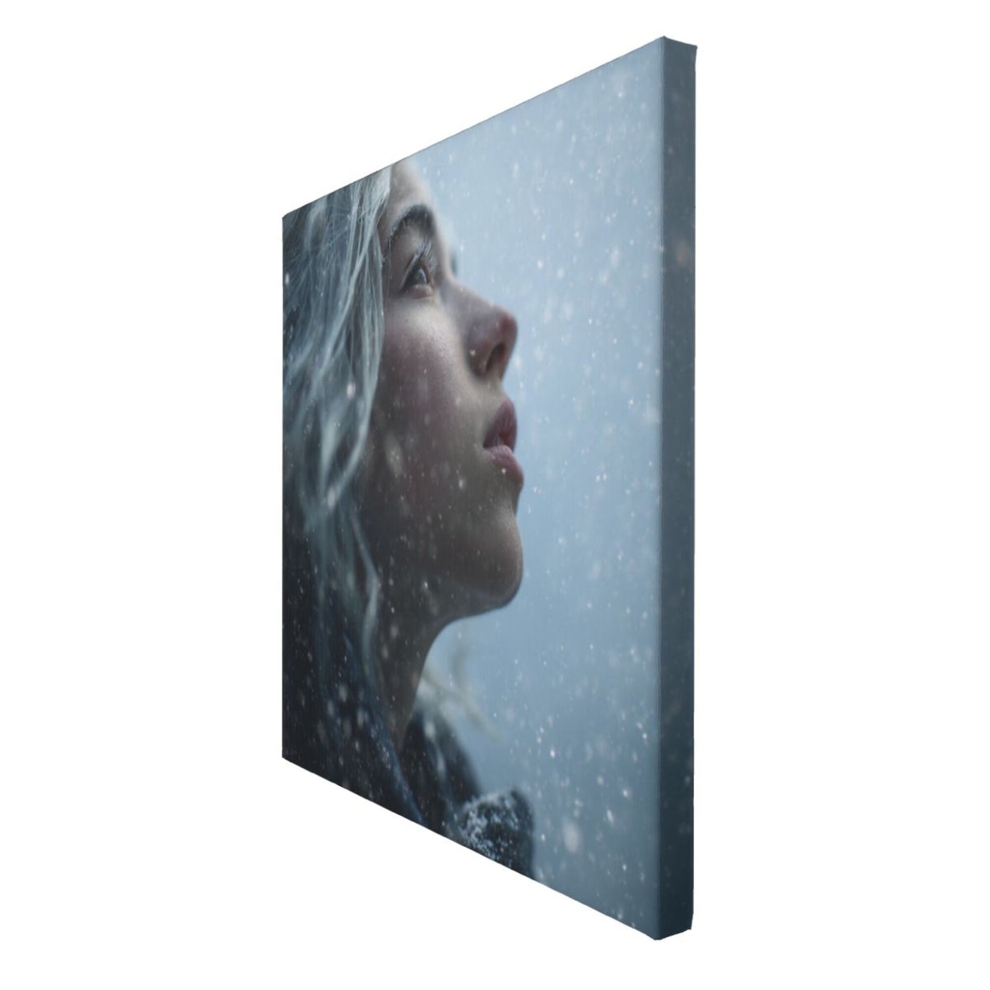 12×12 Inch Canvas Frameless Decorative Painting of Snow - Scene Character Close - up - Create a Quiet Atmosphere Home Wall Art