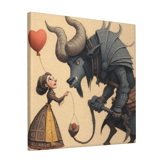 12×12 Inch Canvas Frameless Decorative Painting of Fairy - Tale - Style Fantasy Character Interaction - Fun Art - Atmosphere Home Wall Art