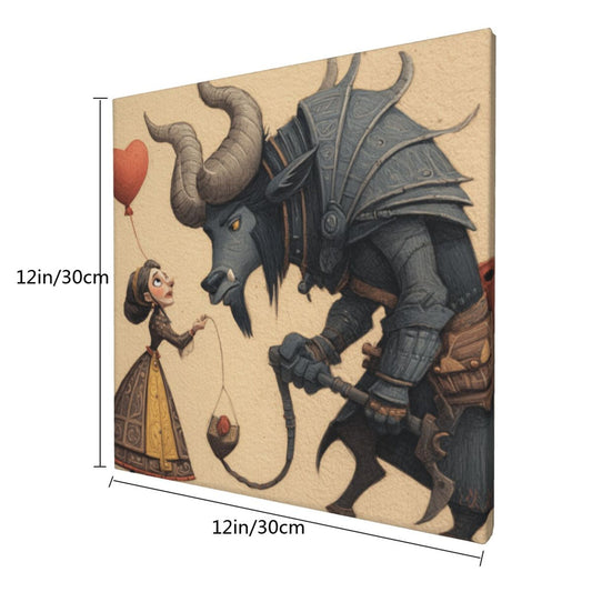 12×12 Inch Canvas Frameless Decorative Painting of Fairy - Tale - Style Fantasy Character Interaction - Fun Art - Atmosphere Home Wall Art