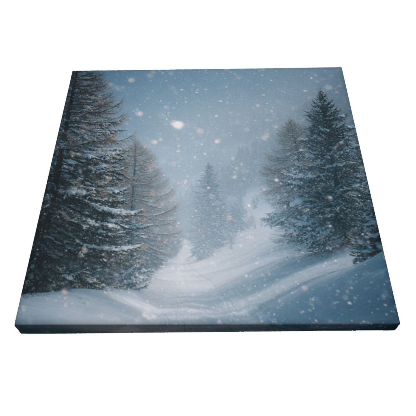 12×12 Inch Snow - Scenery Forest High - Quality Canvas Frameless Decorative Painting - Quiet Winter Atmosphere Home Wall Art