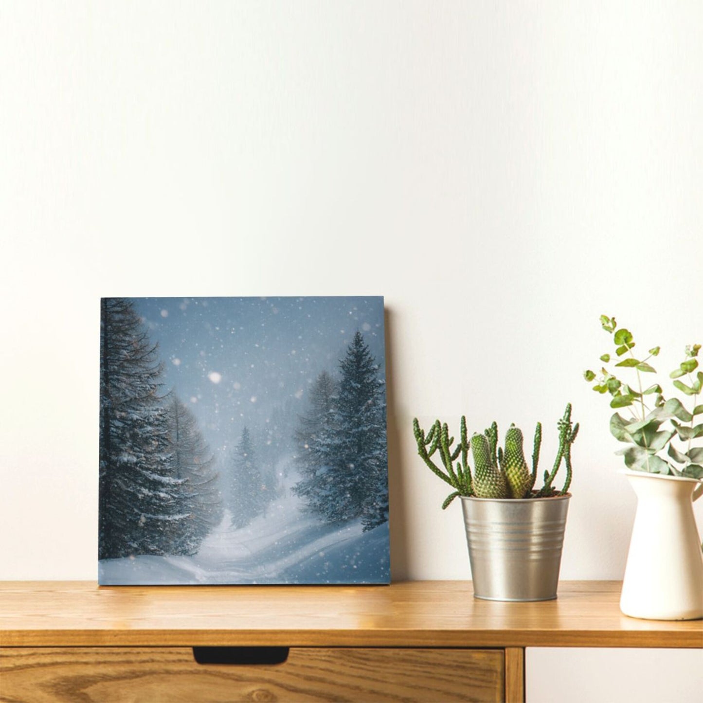 12×12 Inch Snow - Scenery Forest High - Quality Canvas Frameless Decorative Painting - Quiet Winter Atmosphere Home Wall Art