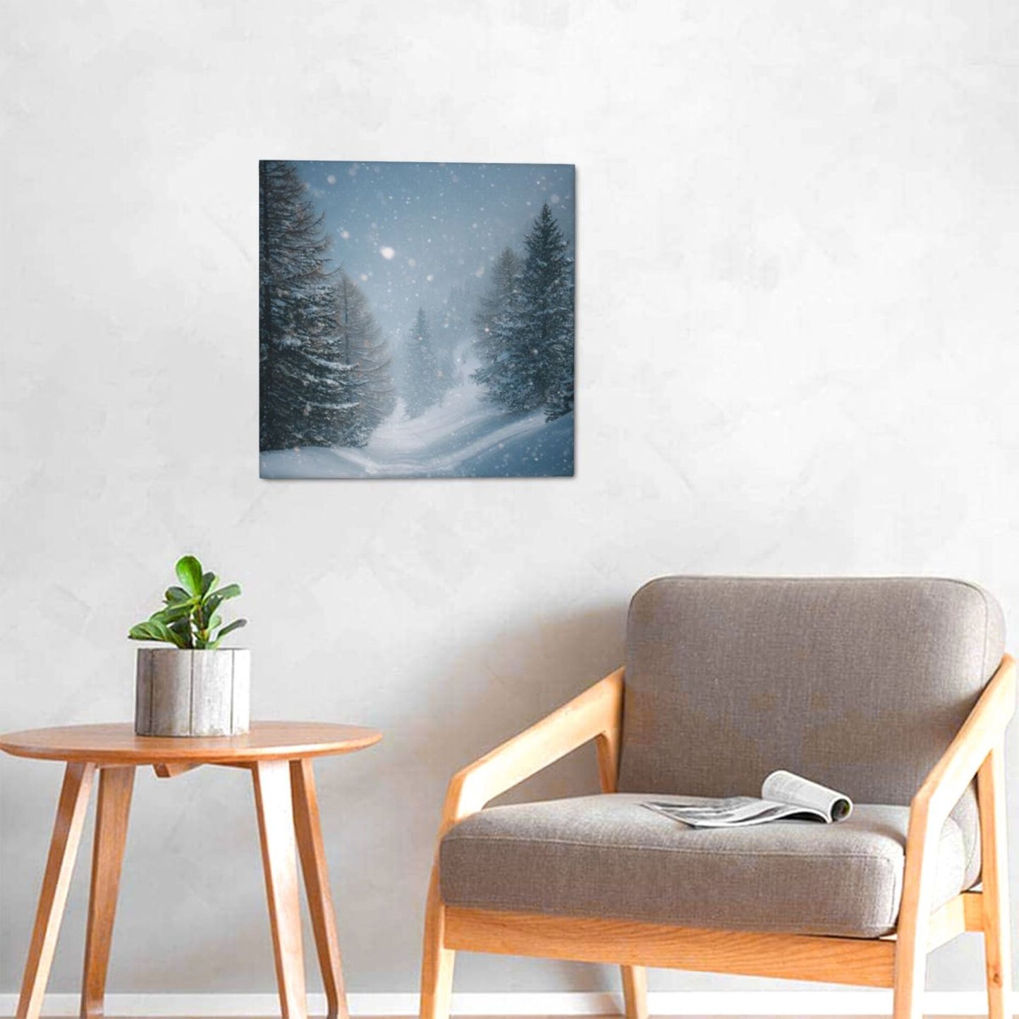 12×12 Inch Snow - Scenery Forest High - Quality Canvas Frameless Decorative Painting - Quiet Winter Atmosphere Home Wall Art