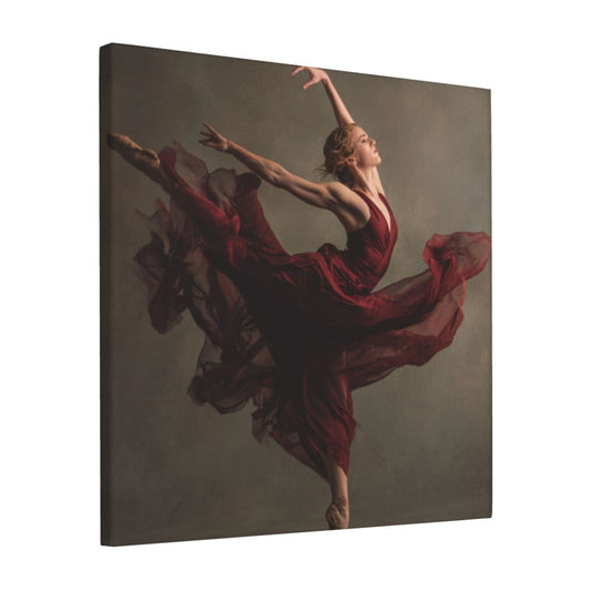 12×12 Inch Canvas Frameless Decorative Painting of Dancer in Red Dress - Artistic & Dynamic Home Wall Art