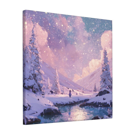 12×12 Inch Dreamy Snow Scene Illustration High - Quality Canvas Frameless Decorative Painting - Healing Home Art Wall Decor