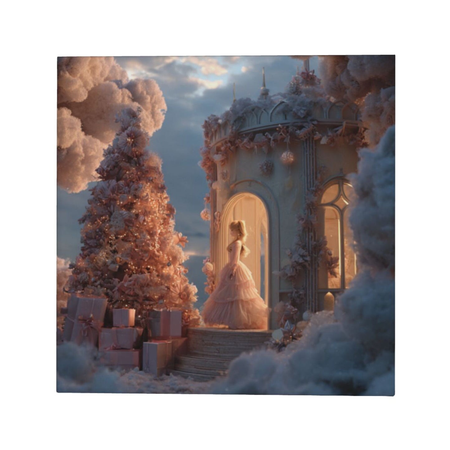 12×12 Inch Dreamy Castle Princess High - Quality Canvas Frameless Decorative Painting - Romantic Fairy - Tale Home Wall Art