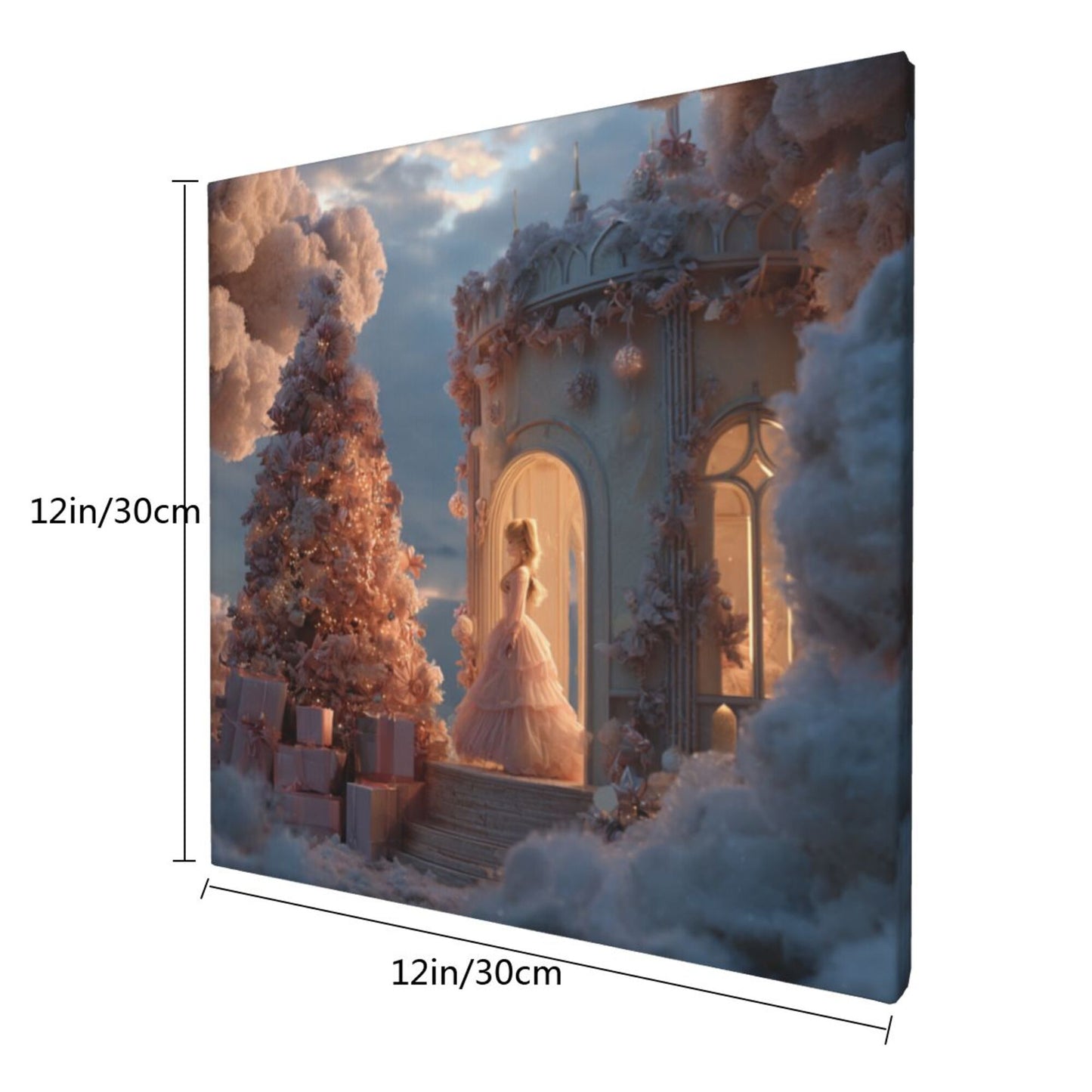 12×12 Inch Dreamy Castle Princess High - Quality Canvas Frameless Decorative Painting - Romantic Fairy - Tale Home Wall Art