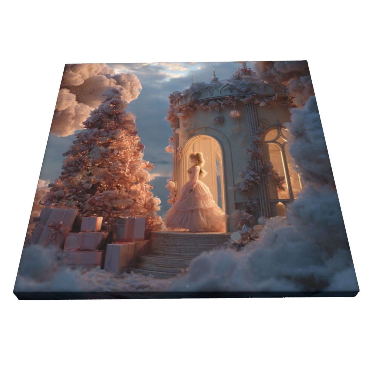 12×12 Inch Dreamy Castle Princess High - Quality Canvas Frameless Decorative Painting - Romantic Fairy - Tale Home Wall Art