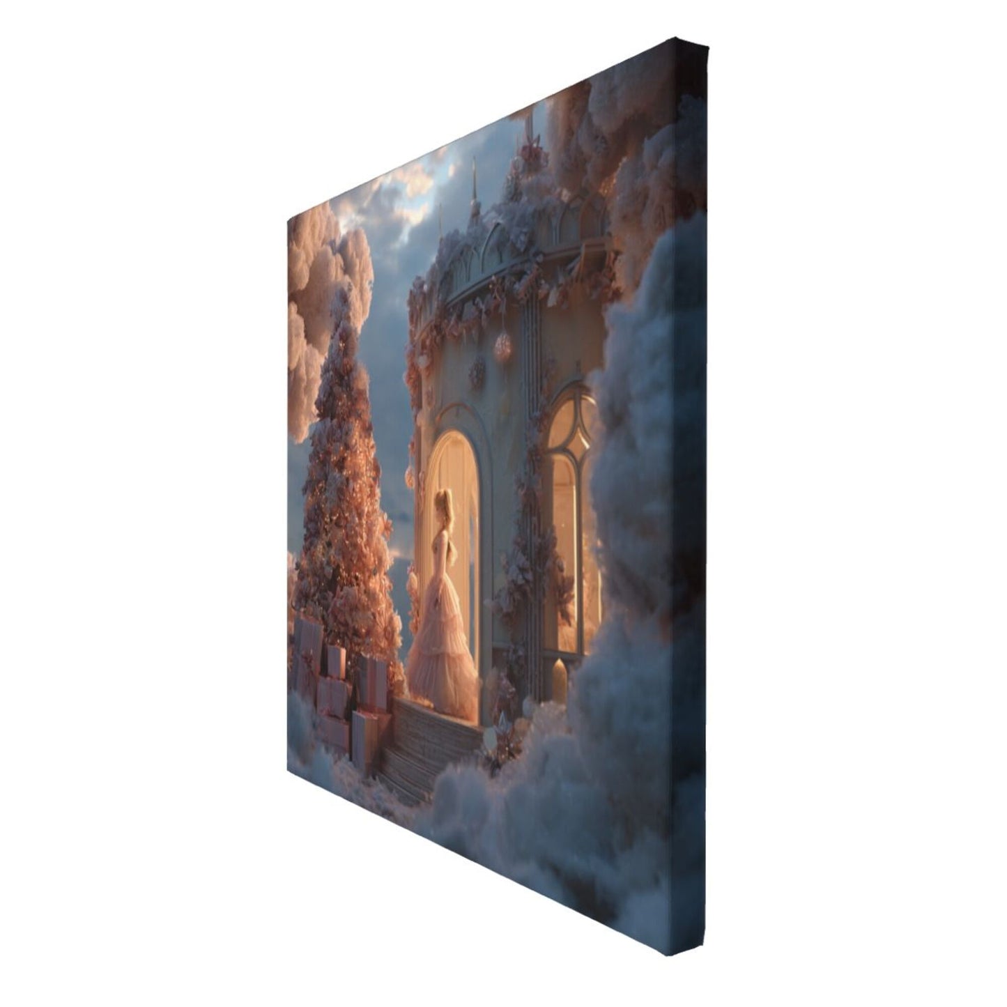 12×12 Inch Dreamy Castle Princess High - Quality Canvas Frameless Decorative Painting - Romantic Fairy - Tale Home Wall Art