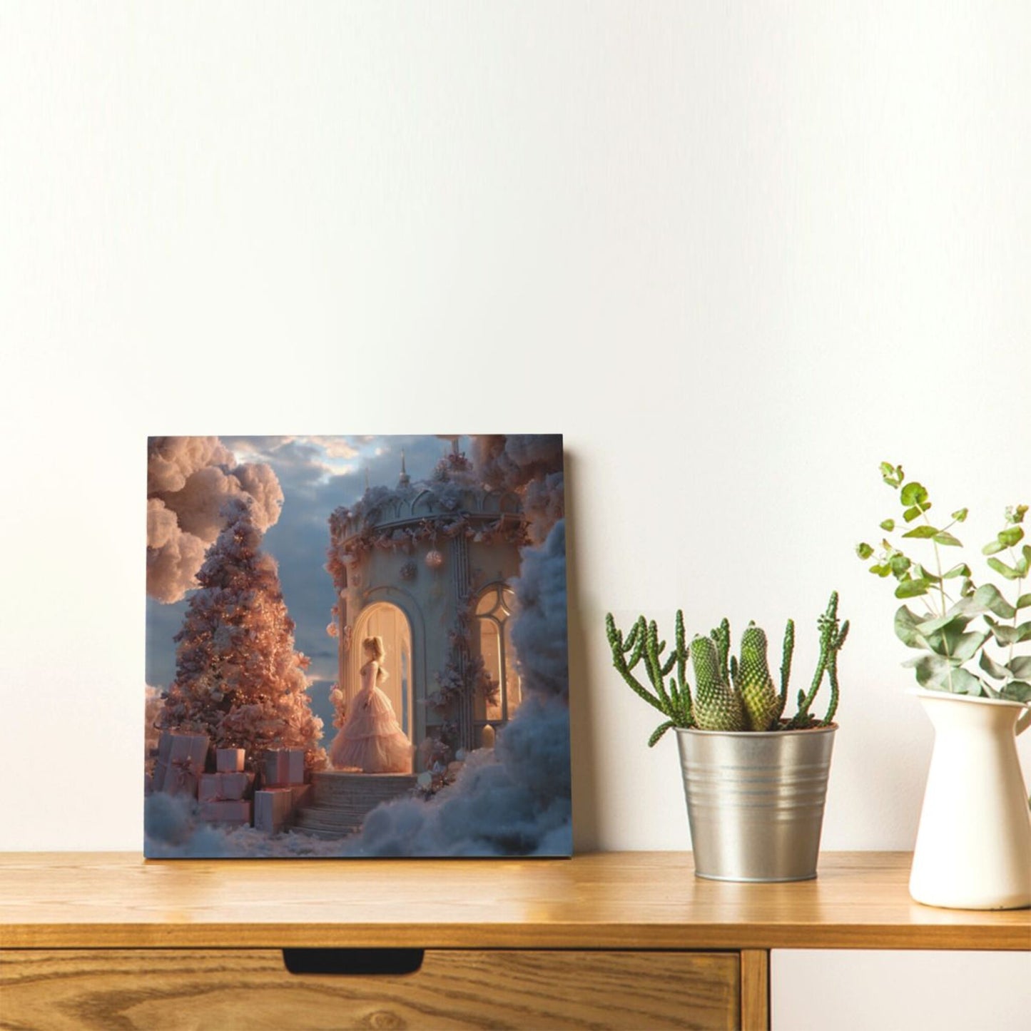 12×12 Inch Dreamy Castle Princess High - Quality Canvas Frameless Decorative Painting - Romantic Fairy - Tale Home Wall Art