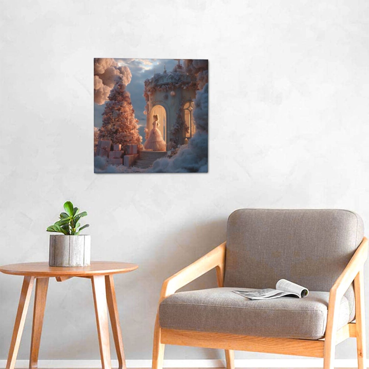 12×12 Inch Dreamy Castle Princess High - Quality Canvas Frameless Decorative Painting - Romantic Fairy - Tale Home Wall Art