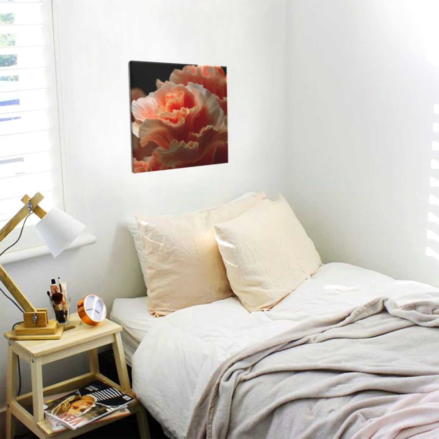12×12 Inch Soft Gradient Petal High - Quality Canvas Frameless Decorative Painting - Romantic Floral Art Home Wall Decor