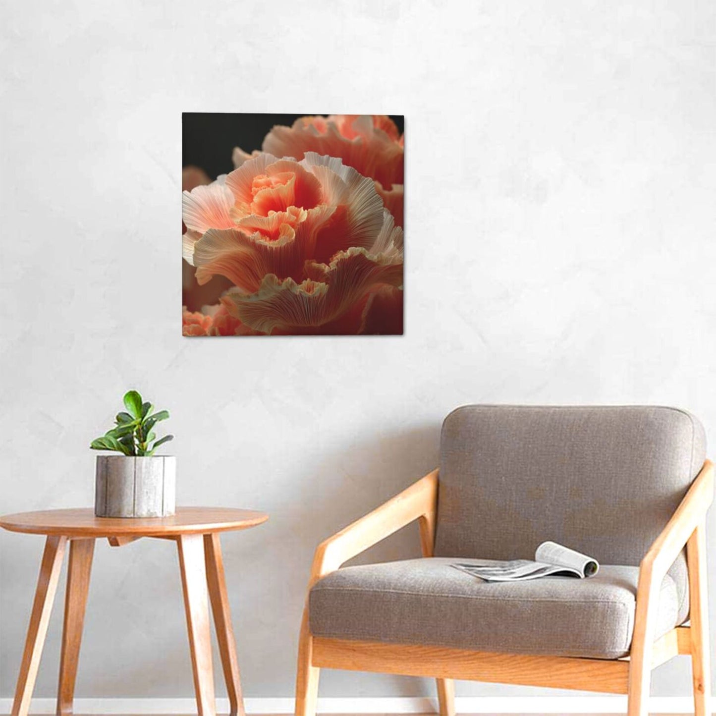 12×12 Inch Soft Gradient Petal High - Quality Canvas Frameless Decorative Painting - Romantic Floral Art Home Wall Decor
