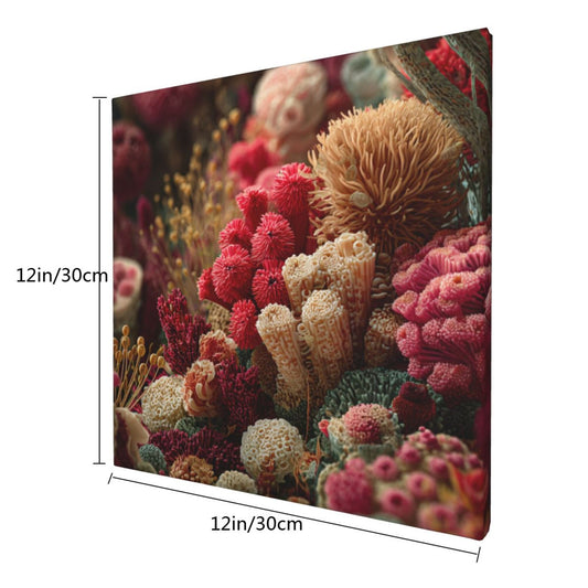 12×12 Inch Colorful Coral Reef High - Quality Canvas Frameless Decorative Painting - Marine Ecology Art Home Wall Decor